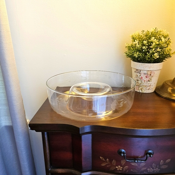 Accents Princess House Crystal Chip And Dip Bowl 41 Heritage Pattern